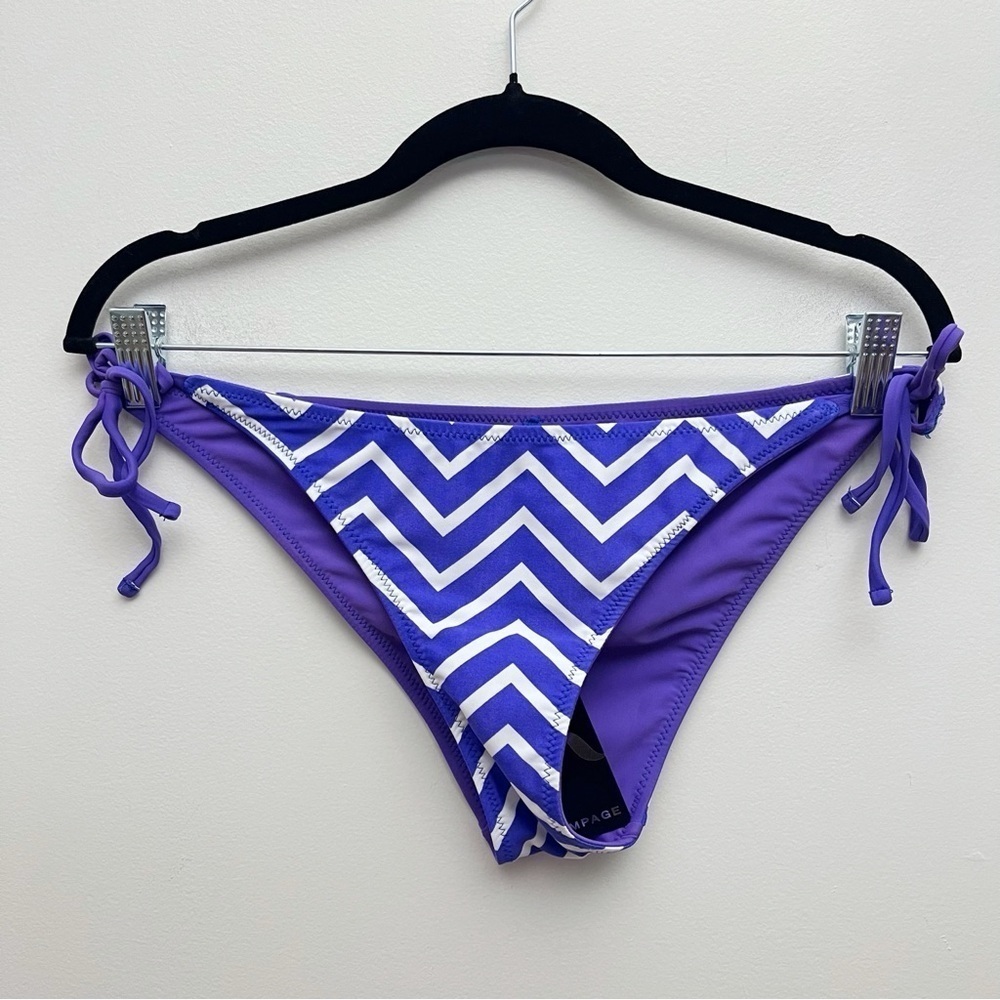 Rampage Women’s Large Purple Chevron Low Waist Side Tie Bikini Swim Bottom NWT